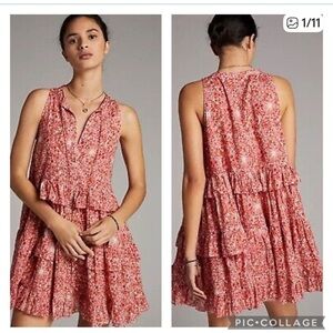 Anthropologie Carolina K Celestial Pink Moon Print Dress Size L